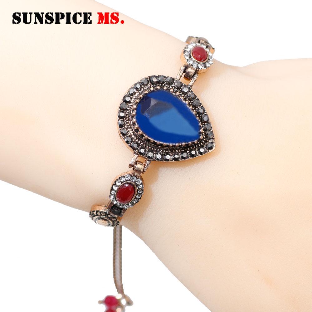 

Браслет золотого цвета в стиле ретро, ​​турецкие винтажные украшения для женщин синий