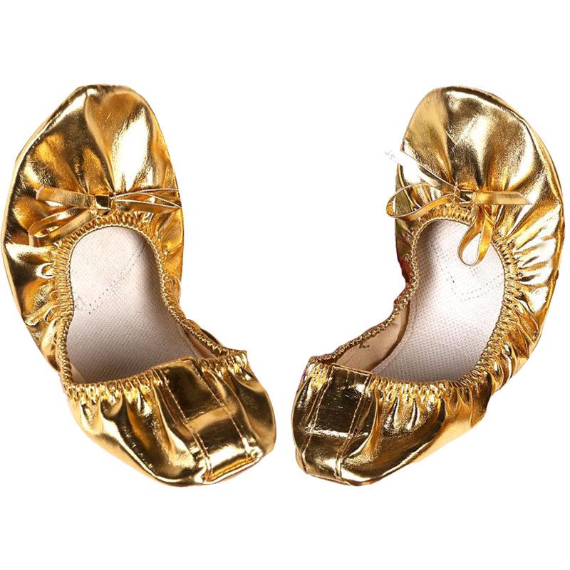 Huayu Dance Performance Shoes: Gold Belly Dance Flats with Soft Sole & High Heel Versatile for Indian and Square Stage