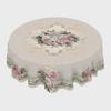 Elegant Romantic Floral Print Tablecloth in Vintage Beige Rose and Daisy Pattern, Round and Rectangular Options