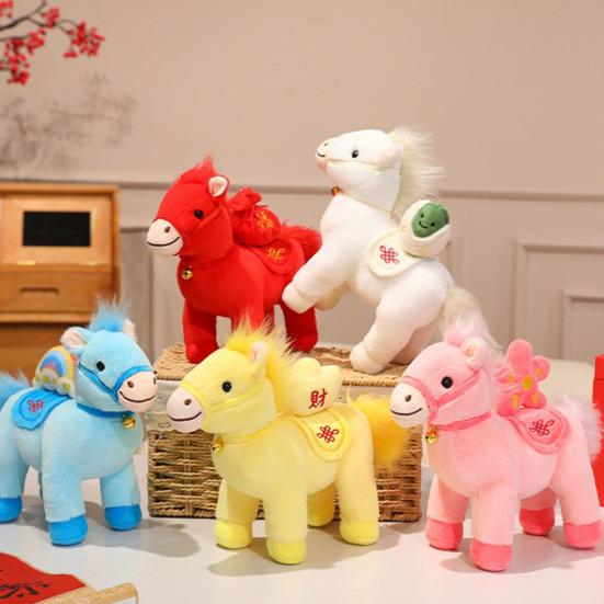 Poupée Cheval Jouet en Peluche Décoration Nouvel An Chinois 2026 Cheval Porte-Bonheur Ornement Zodiaque pour Décoration de Fête à la Maison