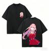 DARLING In the FRANXX Zero Two Anime Fans Washed TShirt  AllSeason HighQuality Personalized Clothing Plus Size Unisex Tshirt