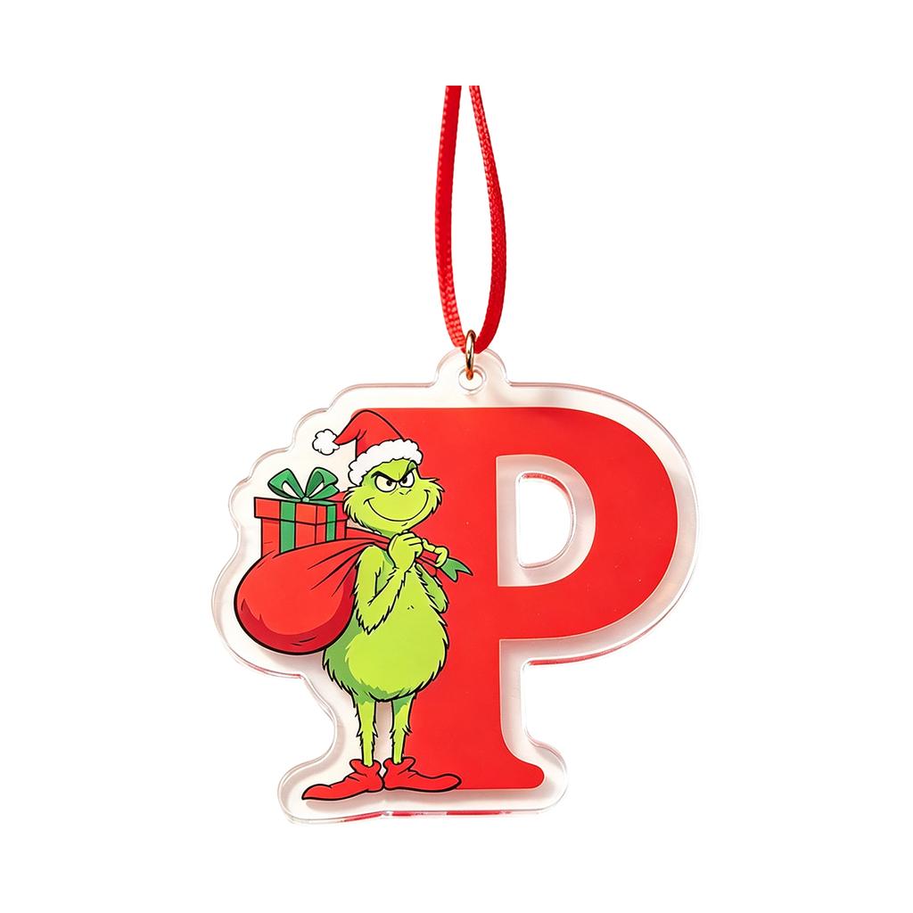 2D Christmas Ornaments, 26 Letters Flat Hanging Decorations for Holiday Decor
