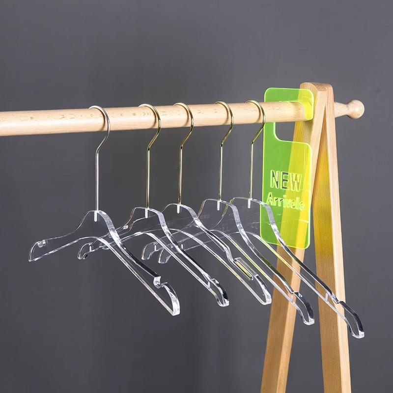 Acrylic Clothes Hanger Transparent Crystal Luxury Children's Women's Clothing Hanger Pants Clip for Clothing Store