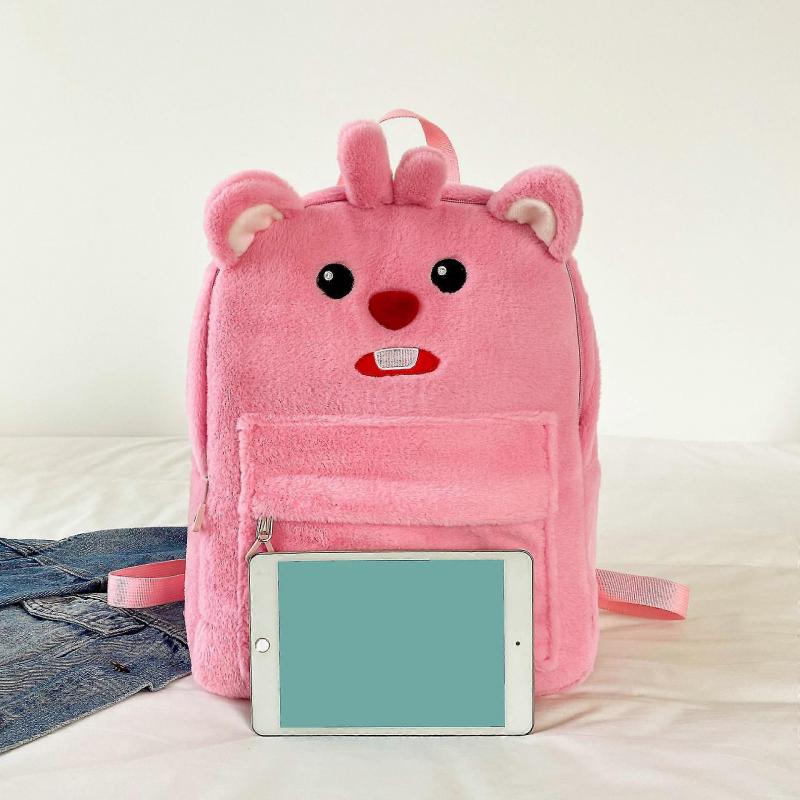 Cute Girly Heart Schoolbag Plush Student Backpack Fashionable Cartoon Three-dimensional Pink Rabbit Large Capacity Backpack