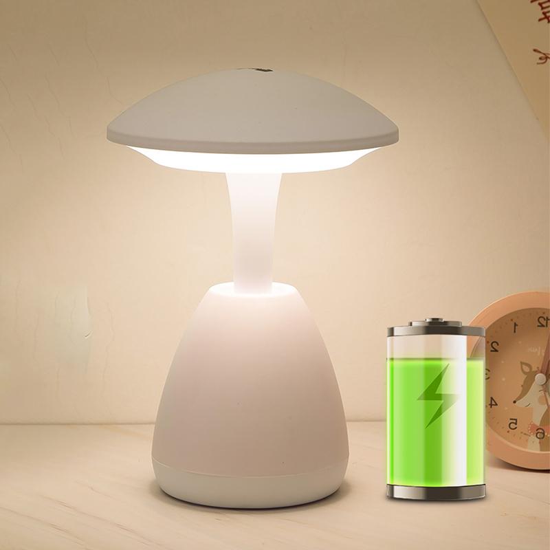 LED Mushroom Small Table Lamp Portable USB Charging Dimmable Flower Bud Lamp Bedroom Bedside Lamp