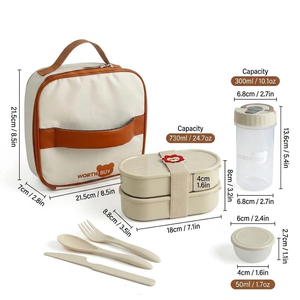 2Pcs/Set Plastic Fruit Salad Food Container With Cute Strap Portable Oval Bento Box For Kids Students Microwaveable Lunch Box