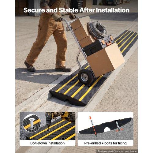 VEVOR Curb Ramp, 2 Pack, 2.6" Rise, Rubber Driveway Ramps, Heavy Duty 33069 Lbs Weight Capacity Threshold Ramp