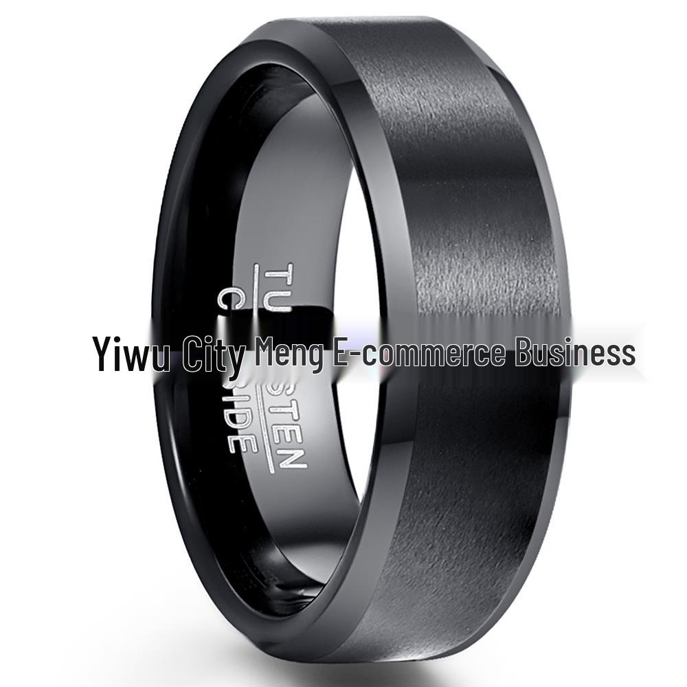 

Мужское кольцо из вольфрама, 8 мм, черное матовое, со скошенными краями, доступные размеры США Size 13 чёрный