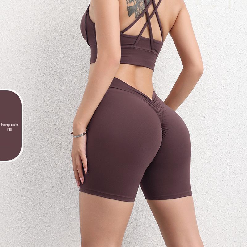Damen Hüfthebende Yogahose - Sexy, Nahtlos, Nude, Dreiviertellang Fitnessbekleidung