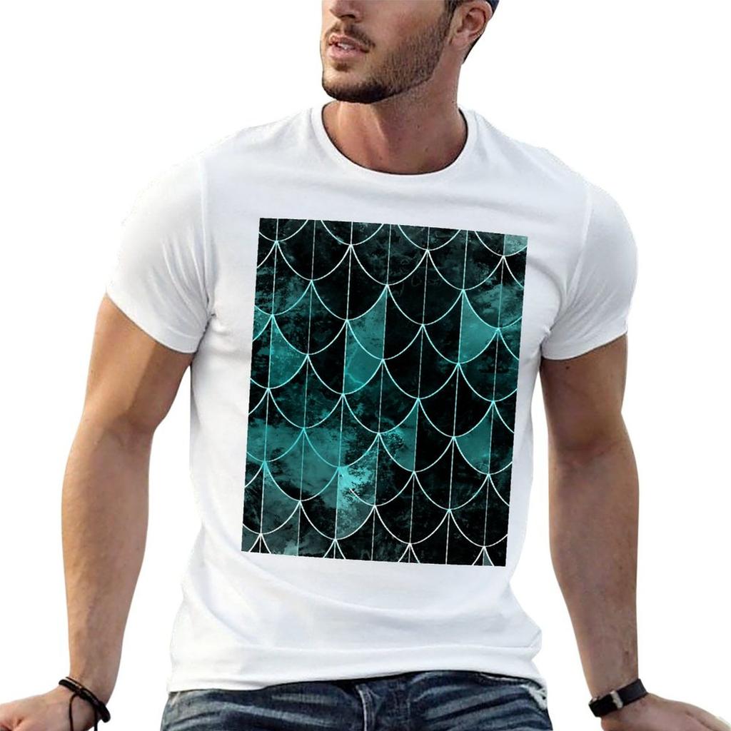 Mermaid scales Mint and black TShirt Quick Dry Outdoor Sports TShirt