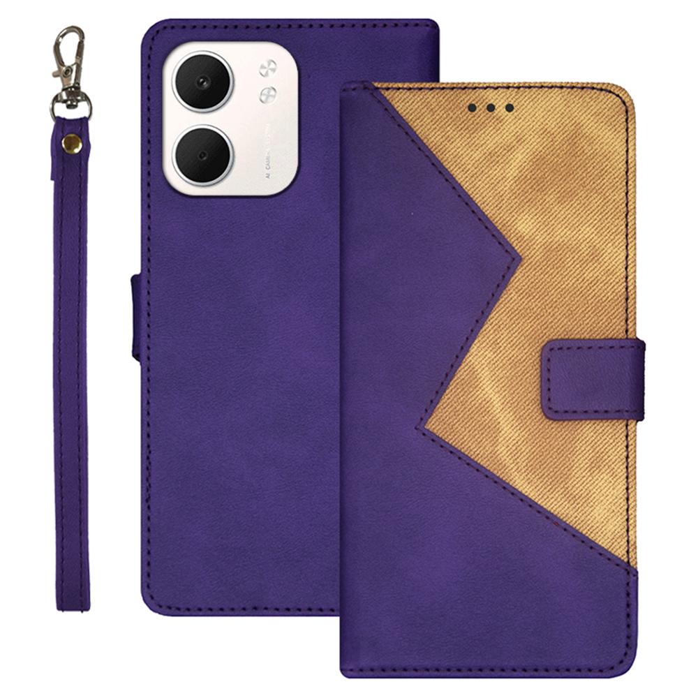 

IDEWEI For Oppo A5x 4G Case Card Slots Splicing Color Leather Phone Cover with Wrist Strap Purple