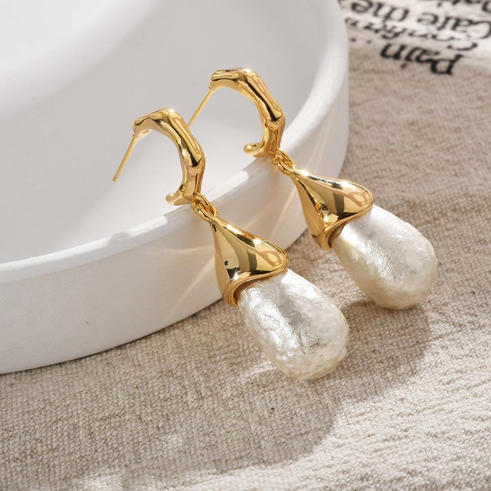 

Винтажные серьги-капли из барочного жемчуга, длинные серьги-каффы во французском стиле в форме капли