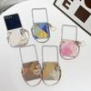 For Samsung Galaxy Z Flip7 5G Case Retro Rhombus PU+PC Phone Cover with Love Pendant and Strap