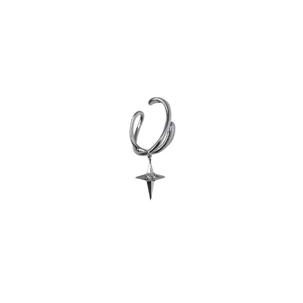 Hanging ears, four-pointed star pendant earrings ins personalized earrings, students  cold trend, no earrings, ear clips