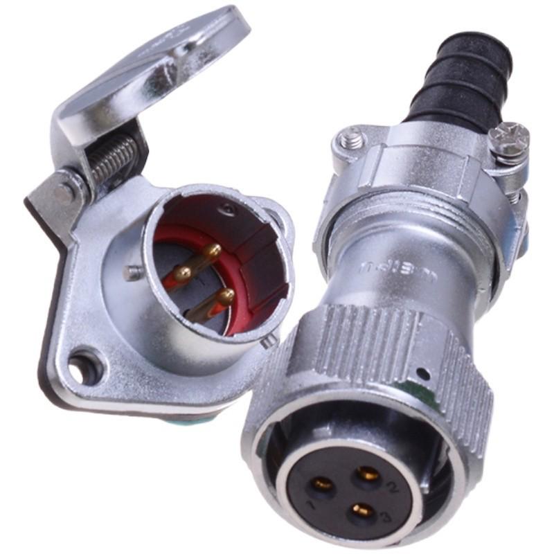 Weipu WY202 Waterproof Aviation Plug: 3, 4, 5, 7-Core Options, Female Connector & Male Socket.