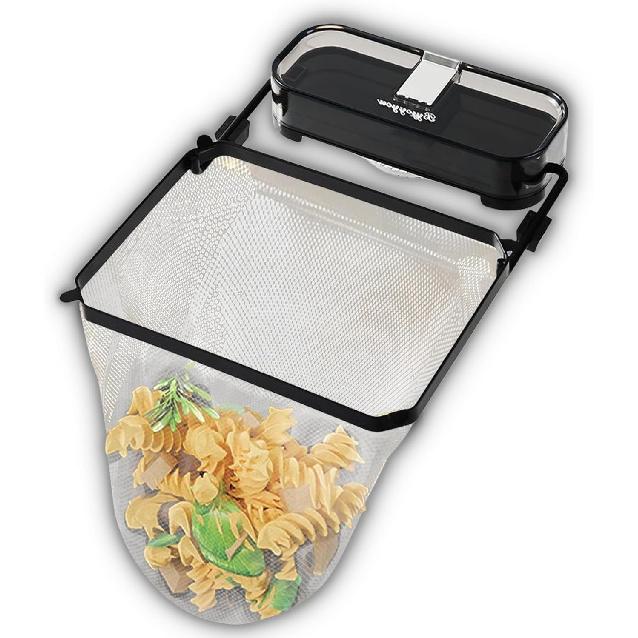 Kanggoulu Sink Strainer, Rotatable Kitchen Sink Strainer with 100Pcs Filter Mesh Bags, Food Catcher Filter Holder for Corner Sink (Black)