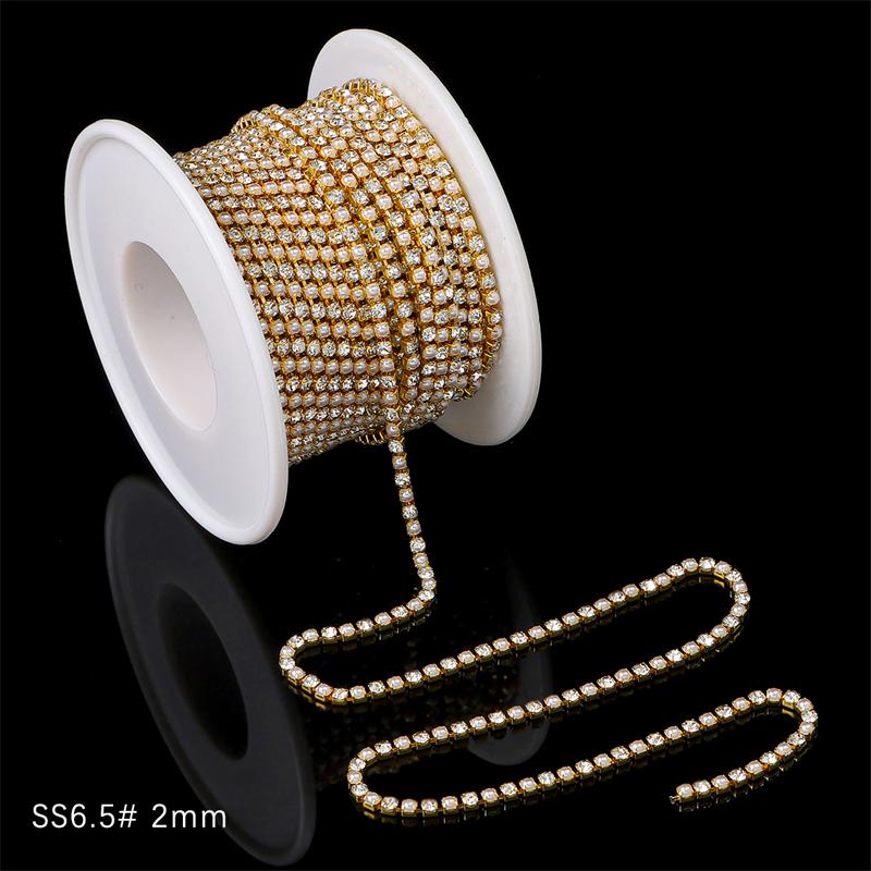1 Yard 2 Reihen 1 Reihe Kristall Strass Kette Aufnähen Aufkleben Perlen Besatz Kupfer Kette Für Kleidung DIY Schmuckherstellung Zubehör