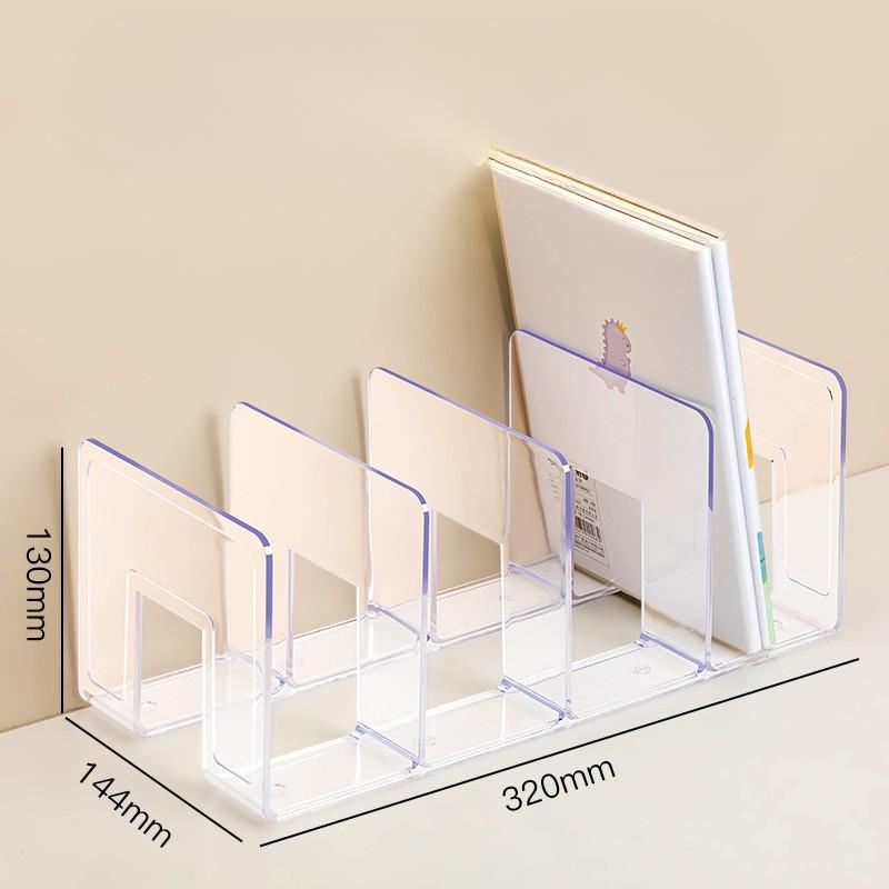 Plastic Desktop Organizer with 4 Vertical Compartments for Books and Magazines