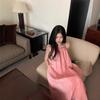 Pink Women's Halter Neck Suspender Long Skirt - Summer Beach Vacation Dress