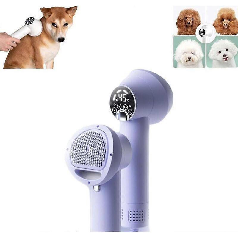 Low Noise Pet Hair Dryer With Slicker Brush, 2 In1 Steam Brush For Dogs