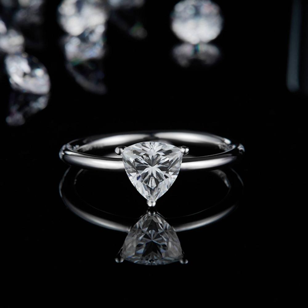Fashion 925 Sterling Silver Triangle Cut 5*8MM VVS1 D Real Moissanite Diamond 18K White Gold Ring Engagement Jewelry
