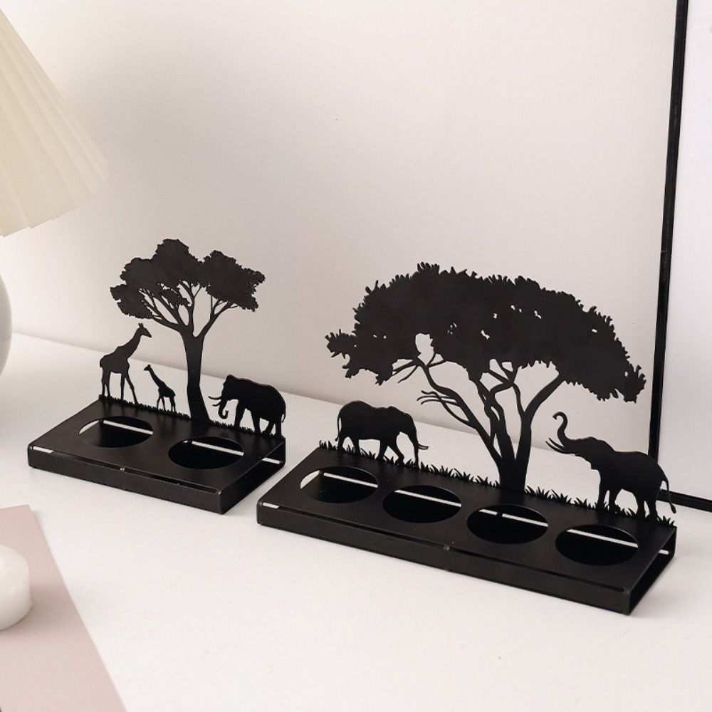 

Iron Candle Holder Black Animal Paint Candle Container Crafts Candlestick New Year Style 2