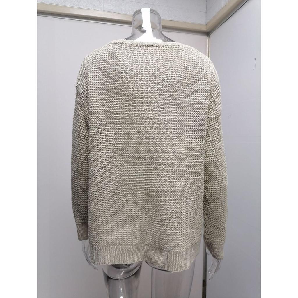 Women's Autumn and Winter Solid Color Long Sleeve Round Neck Loose Sweater