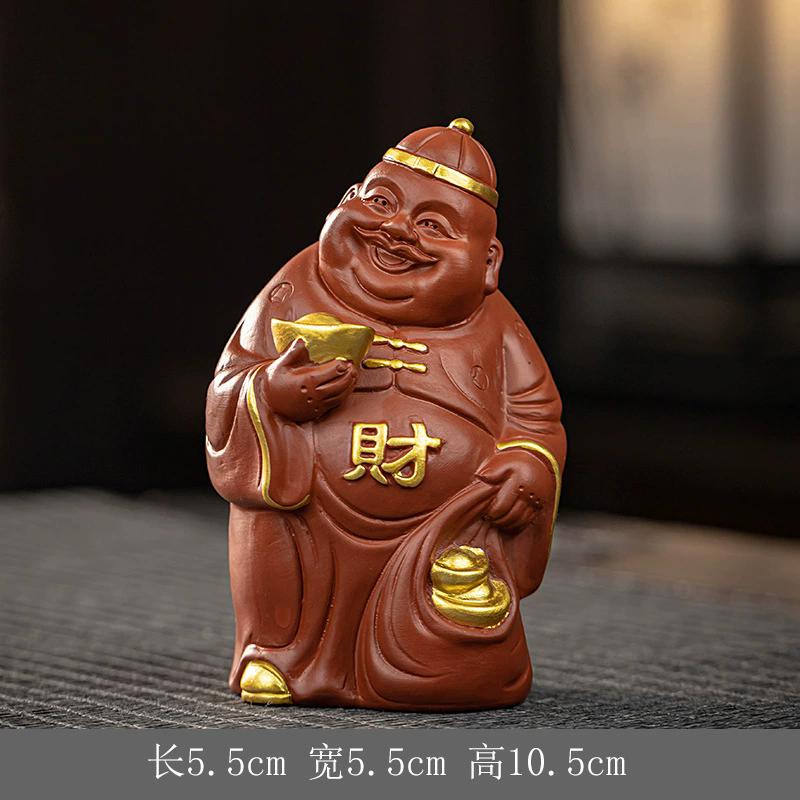 New Chinese Zodiac Pig Fortune Tea Pet, Yixing Zisha Clay Teapot Pallet Ornament, Tea Ceremony Desktop Decoration Gift for Men