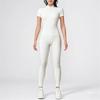 Tuta da Yoga con Zip Nude Feel da Donna - Manica Corta, Gamba Lunga, Vestibilità Aderente per Danza & Fitness