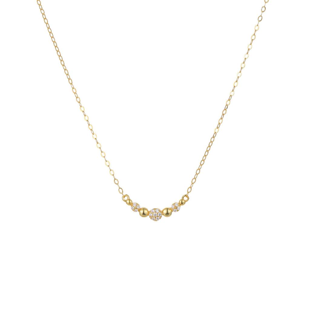 S925 Sterlingsilber Minimalistische Runde Diamant-Blasen-Halskette mit Zirkonia - Vielseitige Schlüsselbein-Kette für Damen