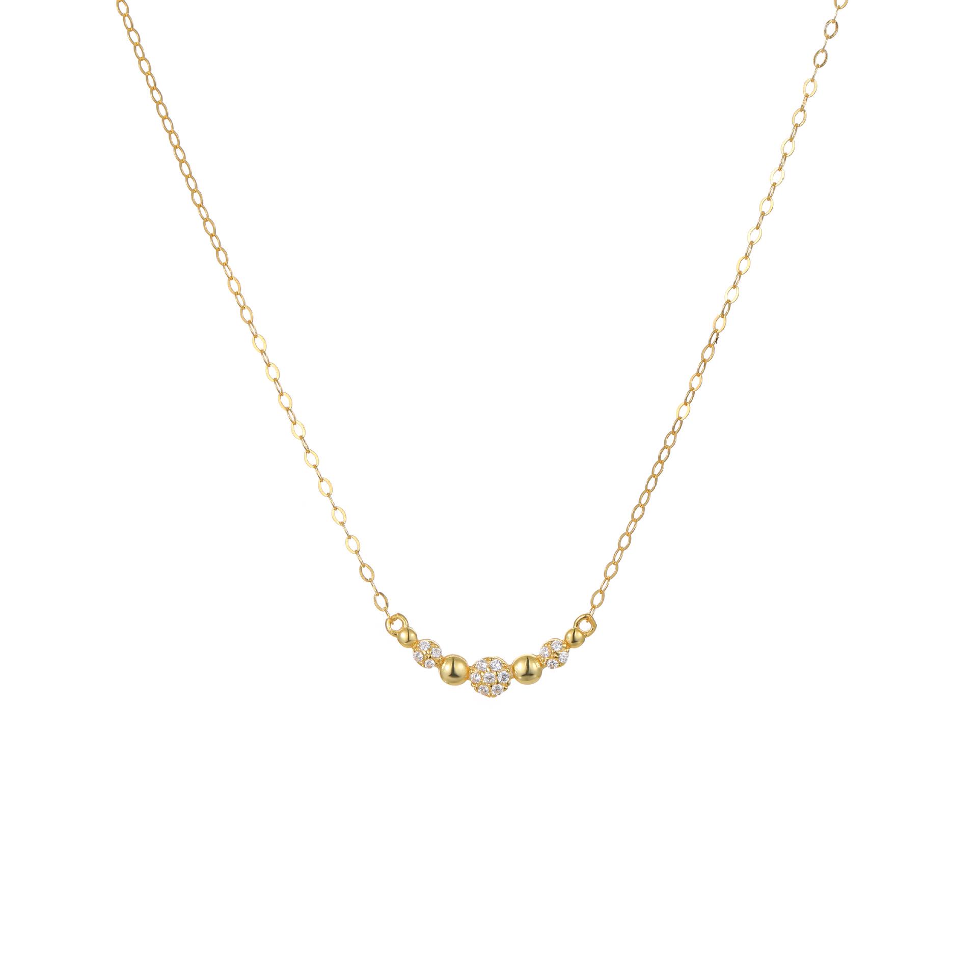 S925 Sterling Silver Minimalist Round Diamond Bubble Necklace with Zirconium - Women s Versatile Clavicle Chain 925 Sterling Silver