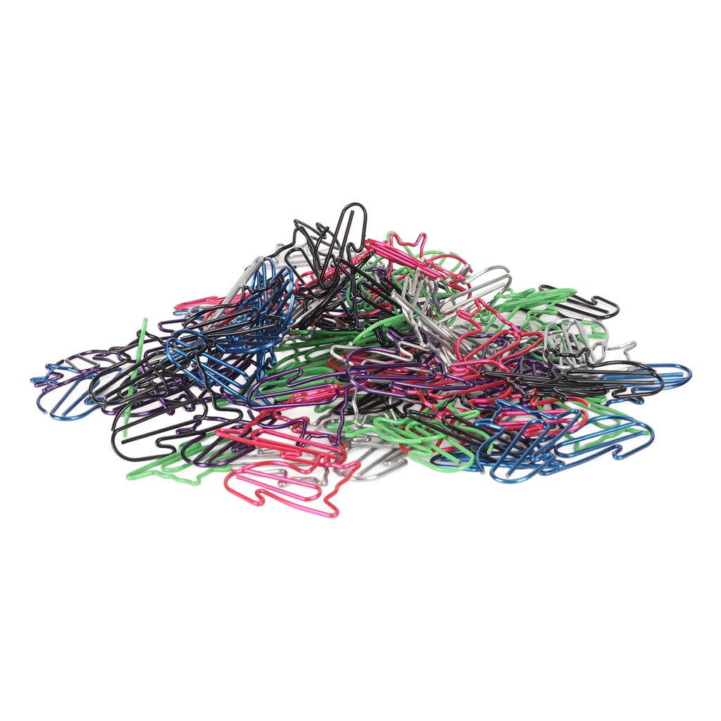 100Pcs Fancy Paperclips Animal Style Assorted Colors Covered Wire Cute Paper Clips for Home School O