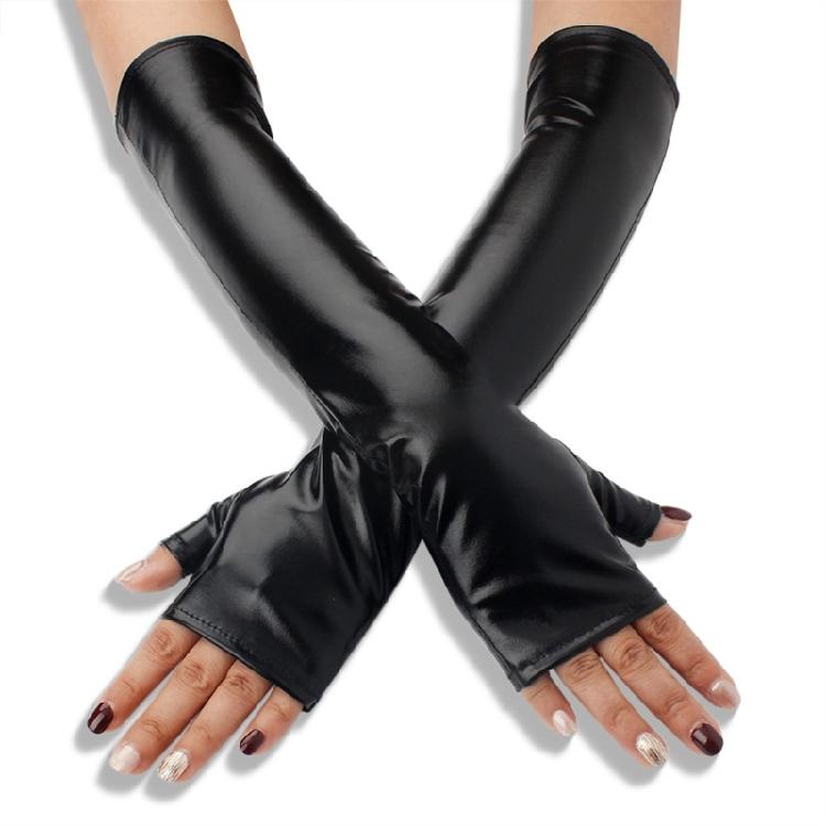 Nachtclubhandschuhe für Frauen und Mädchen Halbfinger Metallic-Handschuhe Partyzubehör