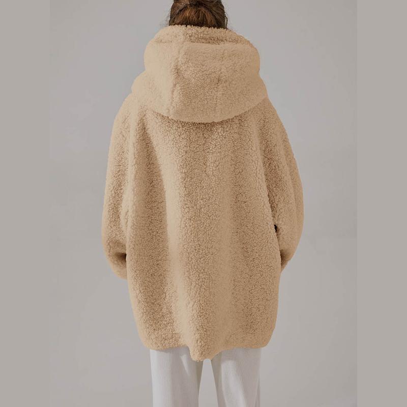 Fashionable Hooded Sweatshirt Women Solid Color Casual Pullover Top