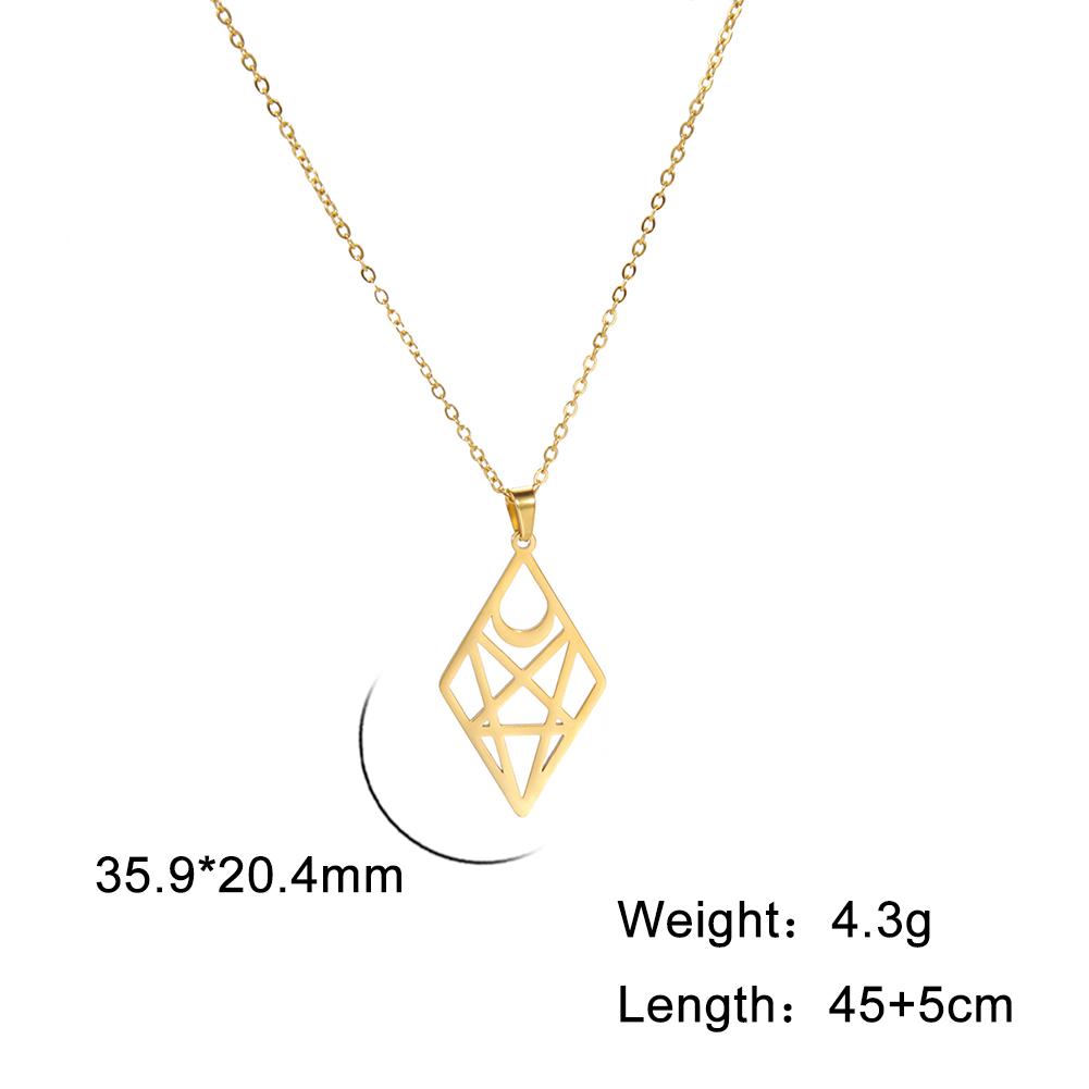 Unift Heartagram Pentacle Pentagram Necklaces for Women Stainless Steel Jewelry Fashion Geometric Pendant Neck Chain Accessories