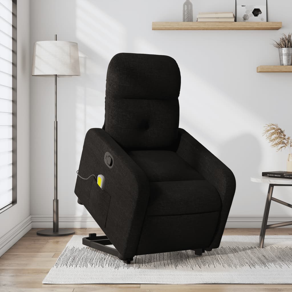 Massage Recliner with Rising Aid Black Fabric