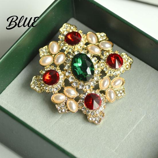 Coat Brooch Accessory Dazzling High-Saturation Imitation Gemstones Faux Pearls Inlaid