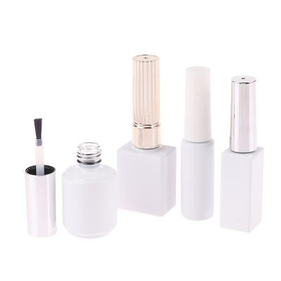 8/10/12/15Ml Empty Glass Nail Gel Bottle Matt White Filling Nail Polish Glue Sealing Basic Oils Light-Resistant Good Storage
