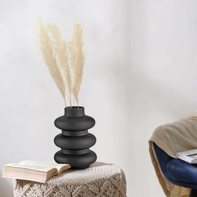 Latest Ceramic Triple Ring' Vase 7 Inch - Set of 1 | Decorative Triple Ring Vase for Dried Flowers and Pampas Grass | Vases for Home Decor