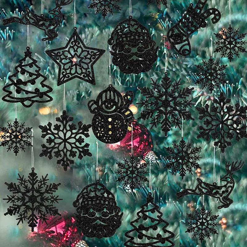 42/20Pcs Christmas Tree Decoration Hanging Ornaments Tree Snowman Reindeer Santa Snowflake Ornaments for New Year Winter Party