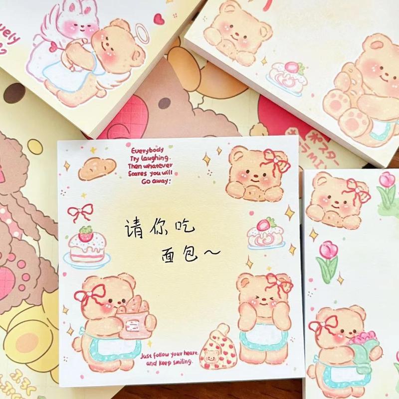 Gift N Times Sticky Note for Students with Sticky Bear Cartoon High Value Memo Pad Message Tearable Paper Kawai Stationery