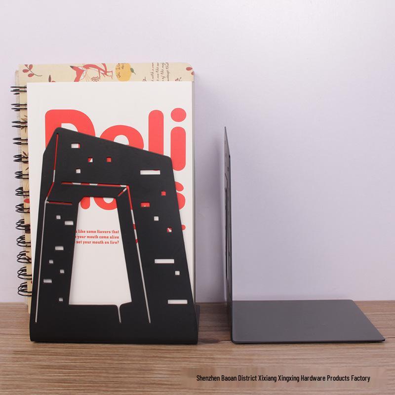 Creative Metal Bookend Set: Stylish Office Desktop Storage and Back-to-School Essential