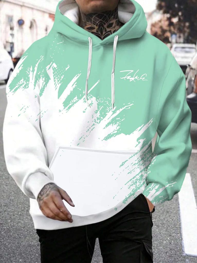 Spring Autumn Casual Men Sweatshirt, Funny Wolf Animal 3D Print Loose Hooded Pullover