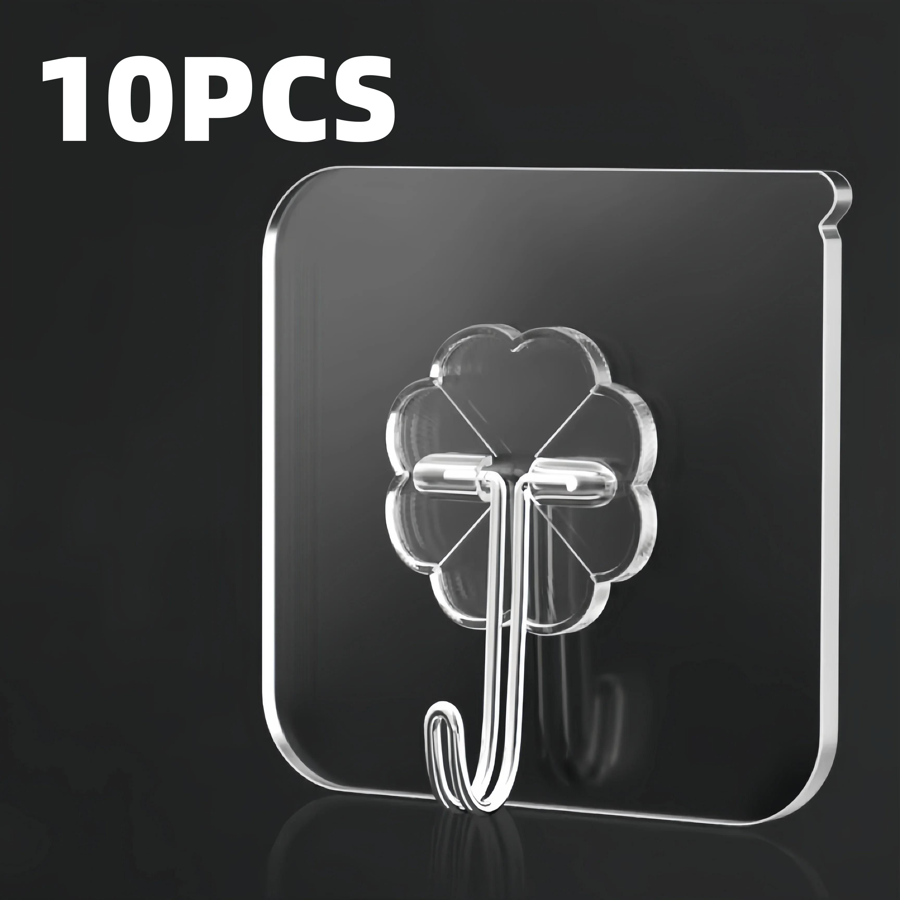 

10 pieces of strong self-adhesive hooks, transparent hangers, towels, bathroom kitchen stainless steel hooks