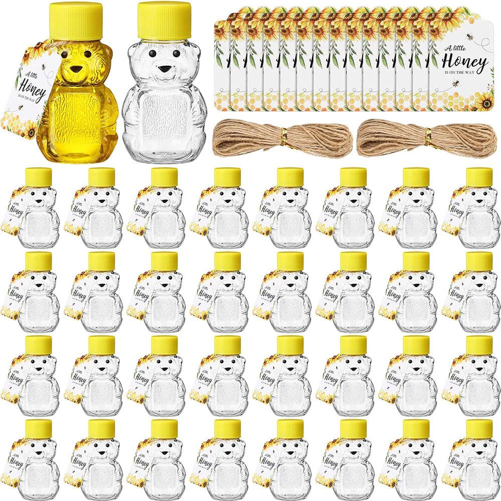 

2oz Plastic Honey Bear Bottle Gifts Bear Shape Clear Empty Honey Jar Mini Honey Containers Dispenser Baby Shower Party Favors 2oz 12PCS