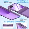 Translucent Matte Protective Case with Tempered Glass Screen Protector for Samsung Galaxy Z Flip 7, Hinge Protection Slim Cover-Purple