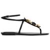 Zara Floral Embellished Toe Post Ankle Strap Flat Sandals Black Gold Women 13608510800