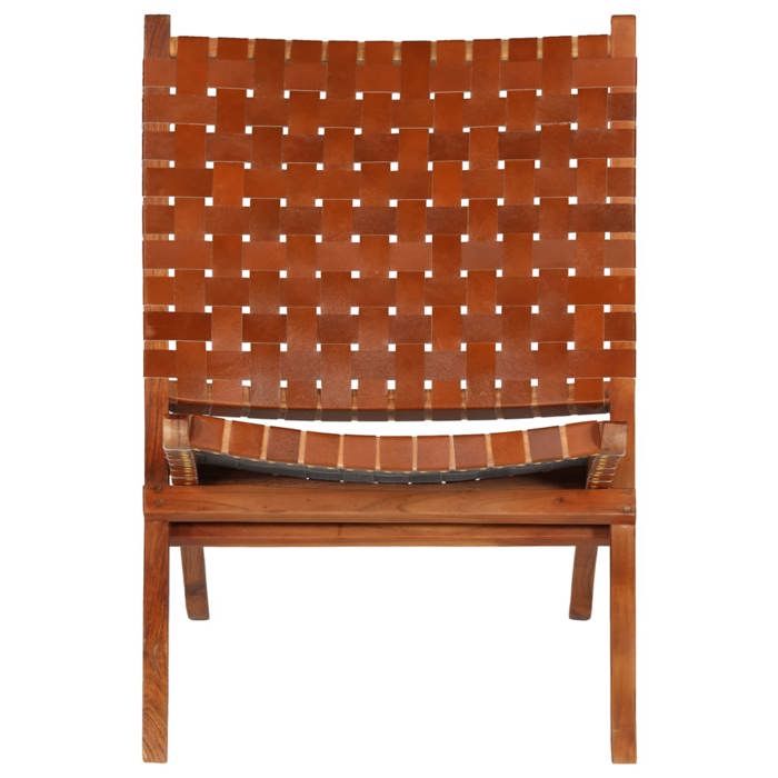 VidaXL Chaise Relaxation Cuir Véritable Bandes Marron Pliable Salle de Séjour 246365