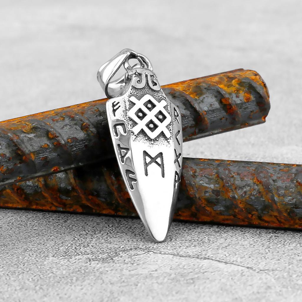 Nordische Runen Odins Speer Halskette Herren Goldfarbe Edelstahl Pfeilspitze Anhänger Valknut Talisman Männlicher Wikinger Schmuck Geschenk