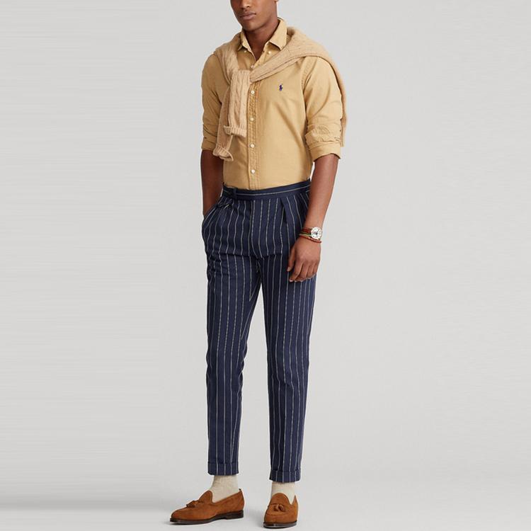 Polo Ralph Lauren FW21 Logo Embroidered Oxford Long Sleeve Shirt Men shirts Yellow MNPOWOV16821787-260